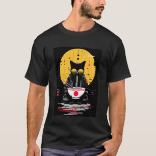 Katze Ramen Cyberpunk Ästhetik Futuristisch Japani T-Shirt
