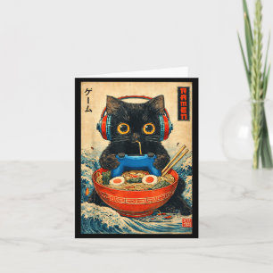 Katze Ramen Japanische Lustige Grafische T-Shirts Karte