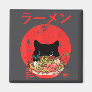Katze Ramen Japanische Lustige Grafische T-Shirts Magnet