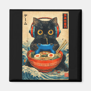 Katze Ramen Japanische Lustige Grafische T-Shirts Magnet