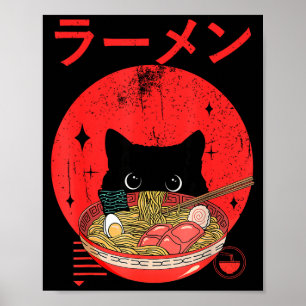 Katze Ramen Japanische Lustige Grafische T-Shirts Poster