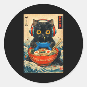 Katze Ramen Japanische Lustige Grafische T-Shirts  Runder Aufkleber