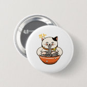 Katze Ramen Kawaii Design Button (Vorne & Hinten)