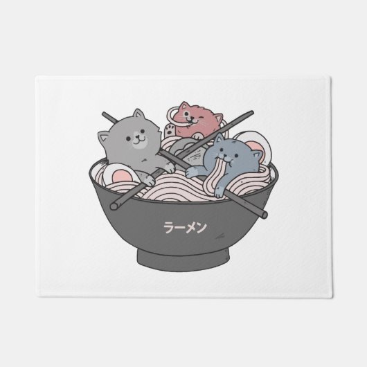 Katze Ramen Kawaii Fußmatte (Vorderseite)
