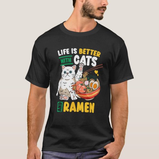 Katze Ramen Kawaii T-Shirt (Vorderseite)