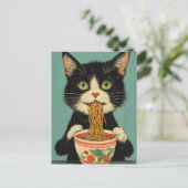 KATZE RAMEN NUDELN POSTKARTE (Stehend Vorderseite)