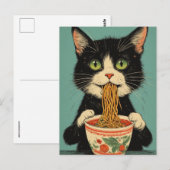 KATZE RAMEN NUDELN POSTKARTE (Vorne/Hinten)