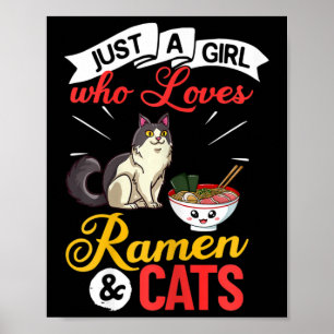 Katze Ramen-Schale Hühnchen-Nudelsuppe Japanisch Poster