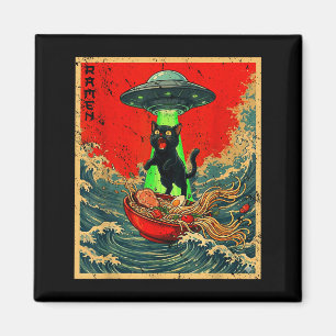 Katze Ramen Ufo Japanische Anime Grafik T-Shirts M Magnet
