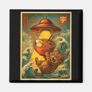 Katze Ramen Ufo Lustig Männer Frauen Teenager Kind Magnet