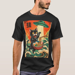 Katze Ramen Ufo Lustiger Japanischer Anime-Shirt M T-Shirt