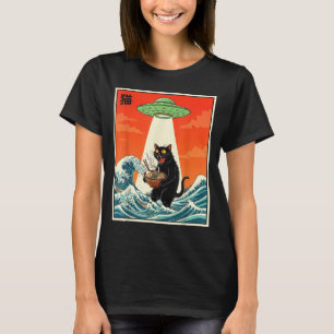 Katze Ramen Ufo Lustiger Japanischer Anime Tee Män