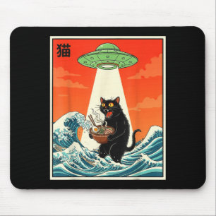 Katze Ramen Ufo Lustiger Japanischer Anime Tee Män Mousepad
