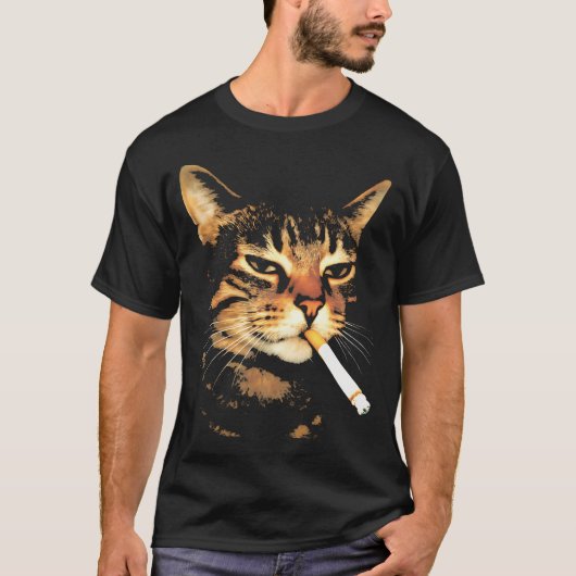 Katze raucht eine T-Shirt (Vorderseite)