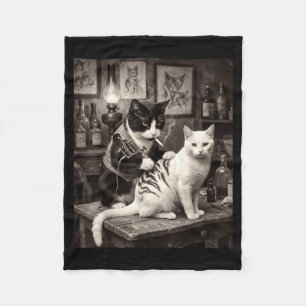 Katze raucht Tattoo Vintage tätowierte Kätzchen Kü Fleecedecke