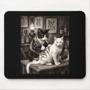 Katze raucht Tattoo Vintage tätowierte Katze Künst Mousepad