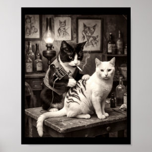 Katze raucht Tattoo Vintage tätowierte Katze Künst Poster