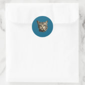 Katze raucht Zigarette Feline Tabby Runder Aufkleber (Tasche)