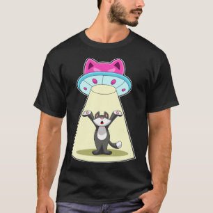Katze Raumschiff Weltraum T-Shirt