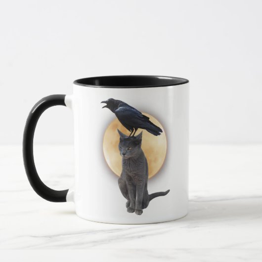 Katze, Raven, Full Moon Halloween-Tasse Tasse (Links)