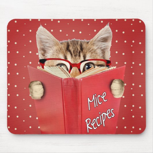 Katze Reading Mäuse Rezept Buch Mousepad (Vorne)