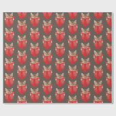 Katze Reading Red Book on Brown Geschenkpapier (Flach)