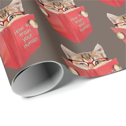 Katze Reading Red Book on Brown Geschenkpapier (Rolleneckpunkt)