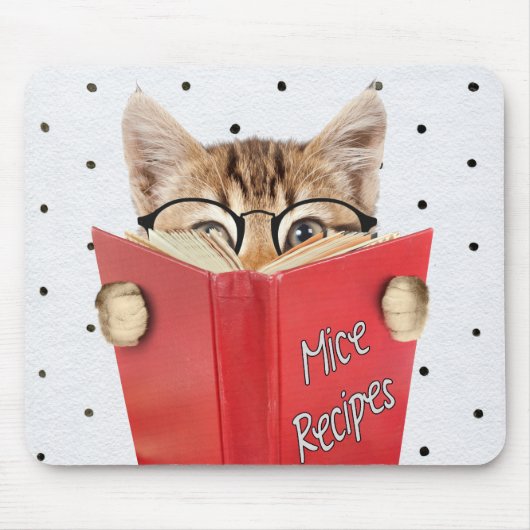 Katze Reading Rezept Buch Mousepad (Vorne)