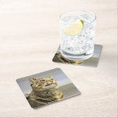 Katze Rechteckiger Pappuntersetzer (Vor Ort)