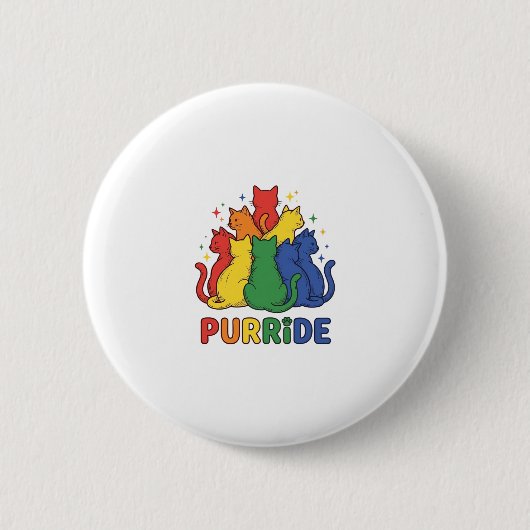 Katze Regenbogen Vintage Vektor Design_1 Button (Vorderseite)