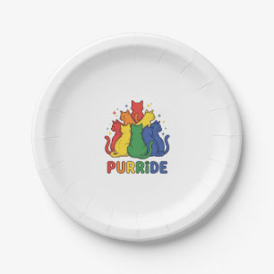 Katze Regenbogen Vintage Vektor Design_1 Pappteller