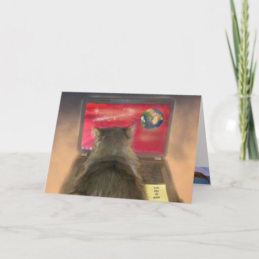 Katze regiert die Welt zum Geburtstag Karte (Vorderseite)