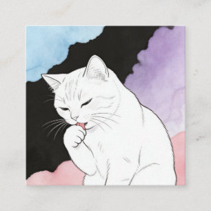 Katze reinigt ihre Pfote Quadratische Visitenkarte