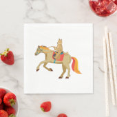 Katze Reiten Ein Pferd Braun Cooles Geschenk Idee Serviette (Beispiel)