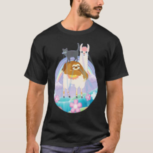 Katze Reitendes Faultier   Faules Faultier Tier    T-Shirt