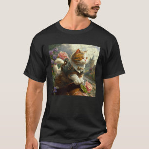 Katze reitet auf einer Blume T-Shirt