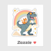 Katze Reitet Dinosaurier T-Rex Kätzchen Regenbogen Aufkleber (Blatt)