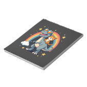 Katze reitet Dinosaurier T-Rex Kätzchen Regenbogen Notizblock (Rotiert)