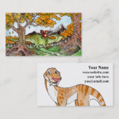Katze reitet eine Dinosaurier-Visitenkarte Visitenkarte (Vorne/Hinten)