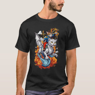 Katze reitet eine Drachenkatze in die Schlacht Gra T-Shirt