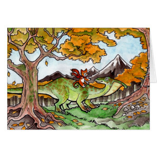 Katze reitet einen Dinosaurier
