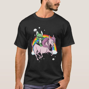 Katze reitet Einhorn Katze Weltraum Kätzchen Regen T-Shirt