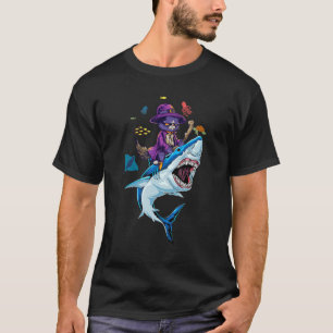 Katze Reitet Hai Halloween Kinder Jungen Mädchen T-Shirt