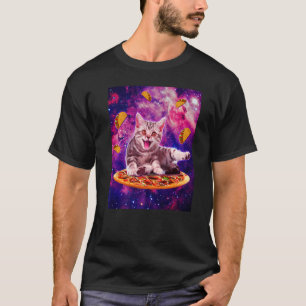 Katze Reitet Pizza Im Weltraum Galaxy Taco Kätzche T-Shirt