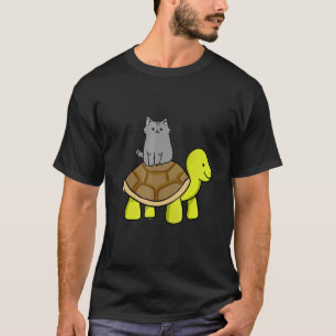 Katze Reitet Schildkröte Katzenliebhaber-Geschenk T-Shirt
