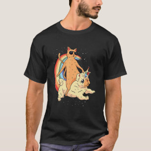 Katze reitet Unidog Regenbogen für Frauen Kinder J T-Shirt