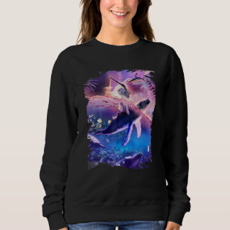 Katze reitet Wal im Weltraum Ozean Sweatshirt