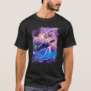 Katze reitet Wal im Weltraum Ozean T-Shirt