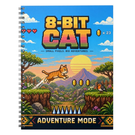 Katze, Retro-8-Bit-Pixel-Art Notizblock (Vorderseite)