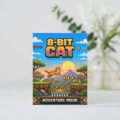 Katze, Retro-8-Bit-Pixel-Art Postkarte (Stehend Vorderseite)